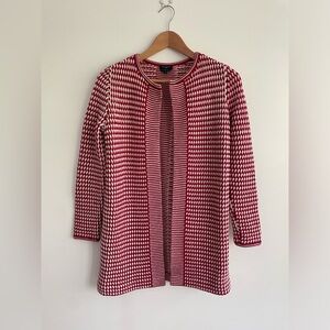 Talbots Red and White Patterned Cardigan